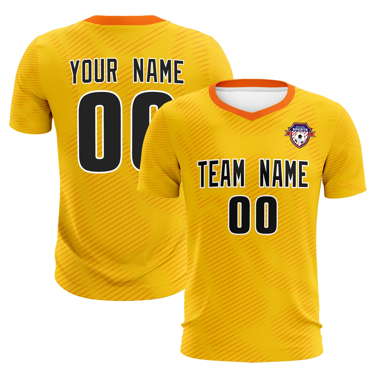 Custom Yellow Orange Training Uniform For Men Football Sets Jersey
