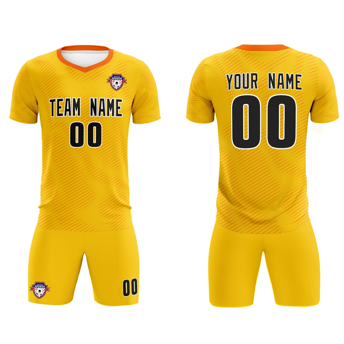 Custom Yellow Orange Training Uniform For Men Football Sets Jersey