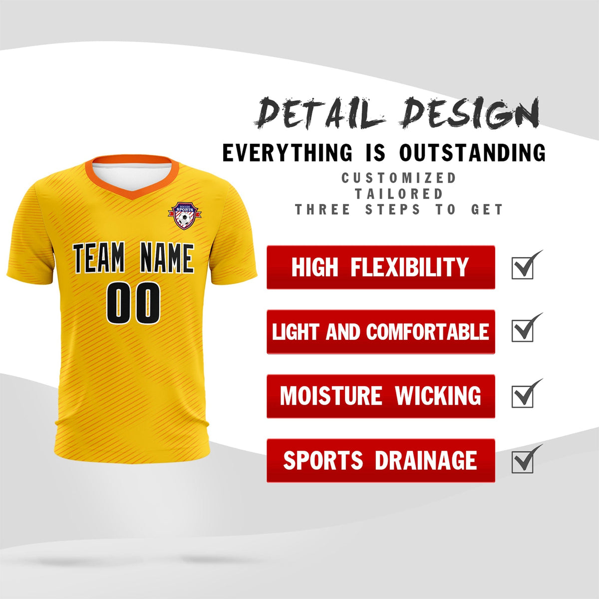 Custom Yellow Orange Training Uniform For Men Football Sets Jersey