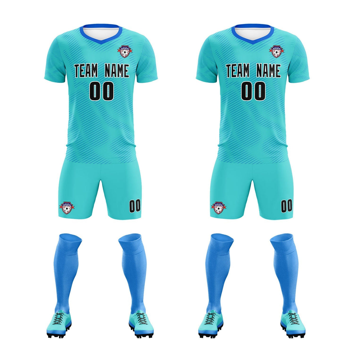 Custom Sky Blue Powder Blue Training Uniform For Men Football Sets Jersey