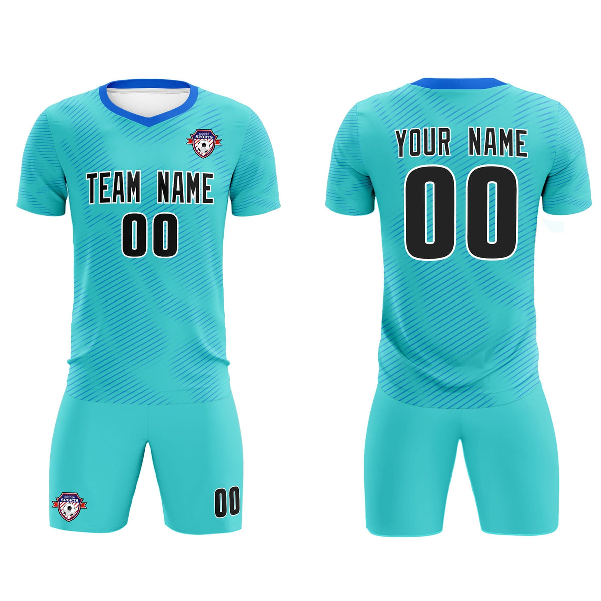 Custom Sky Blue Powder Blue Training Uniform For Men Football Sets Jersey