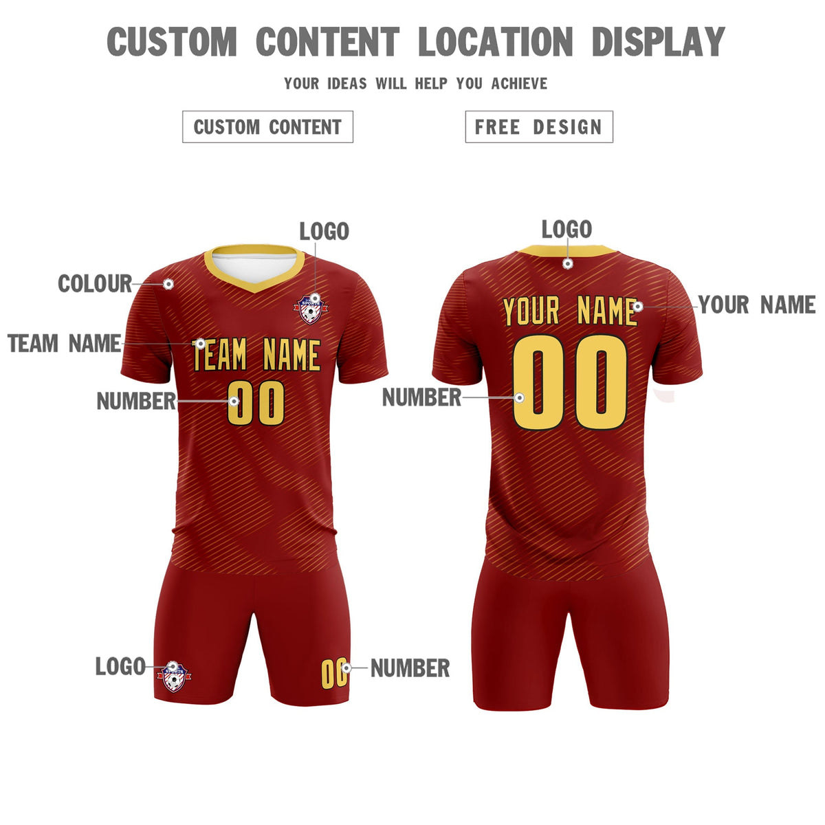 Custom Crimson Khaki Training Uniform For Men Football Sets Jersey