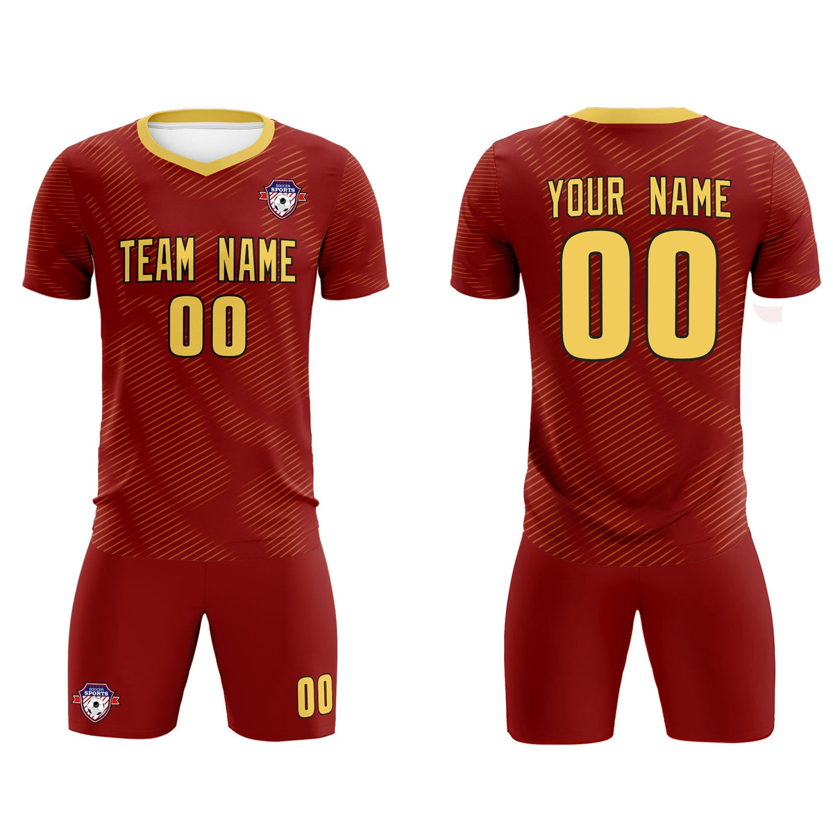 Custom Crimson Khaki Training Uniform For Men Football Sets Jersey