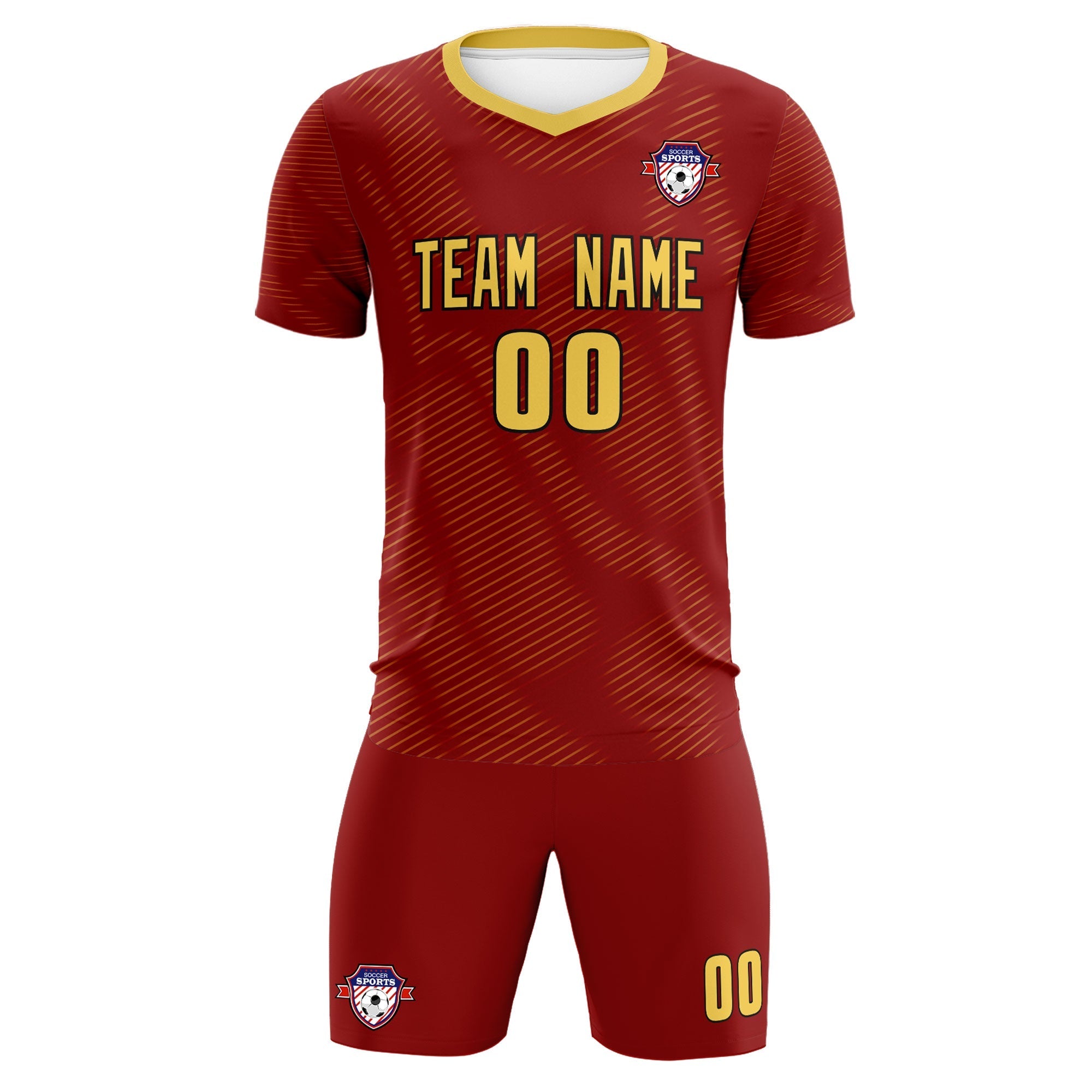 Custom Crimson Khaki Training Uniform For Men Football Sets Jersey