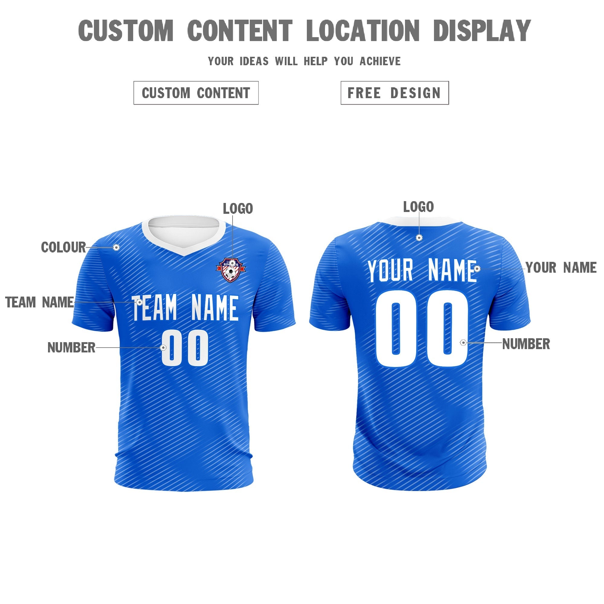 Custom Royal White Training Uniform For Men Football Sets Jersey