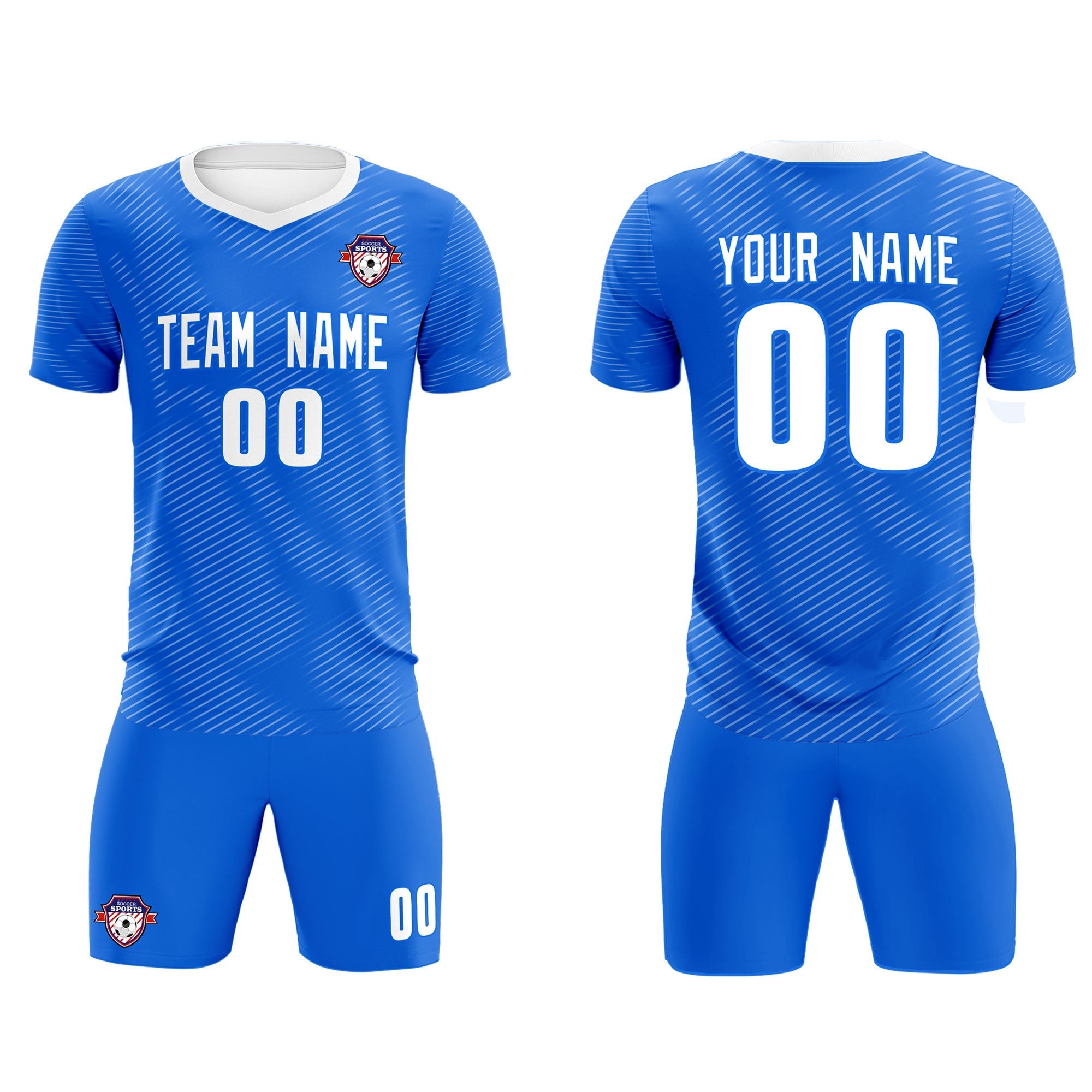 Custom Royal White Training Uniform For Men Football Sets Jersey