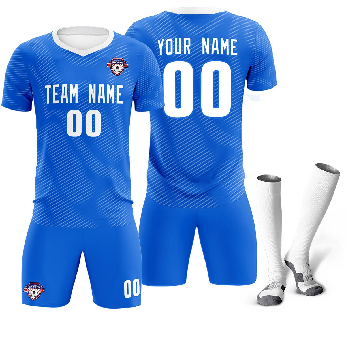 Custom Royal White Training Uniform For Men Football Sets Jersey