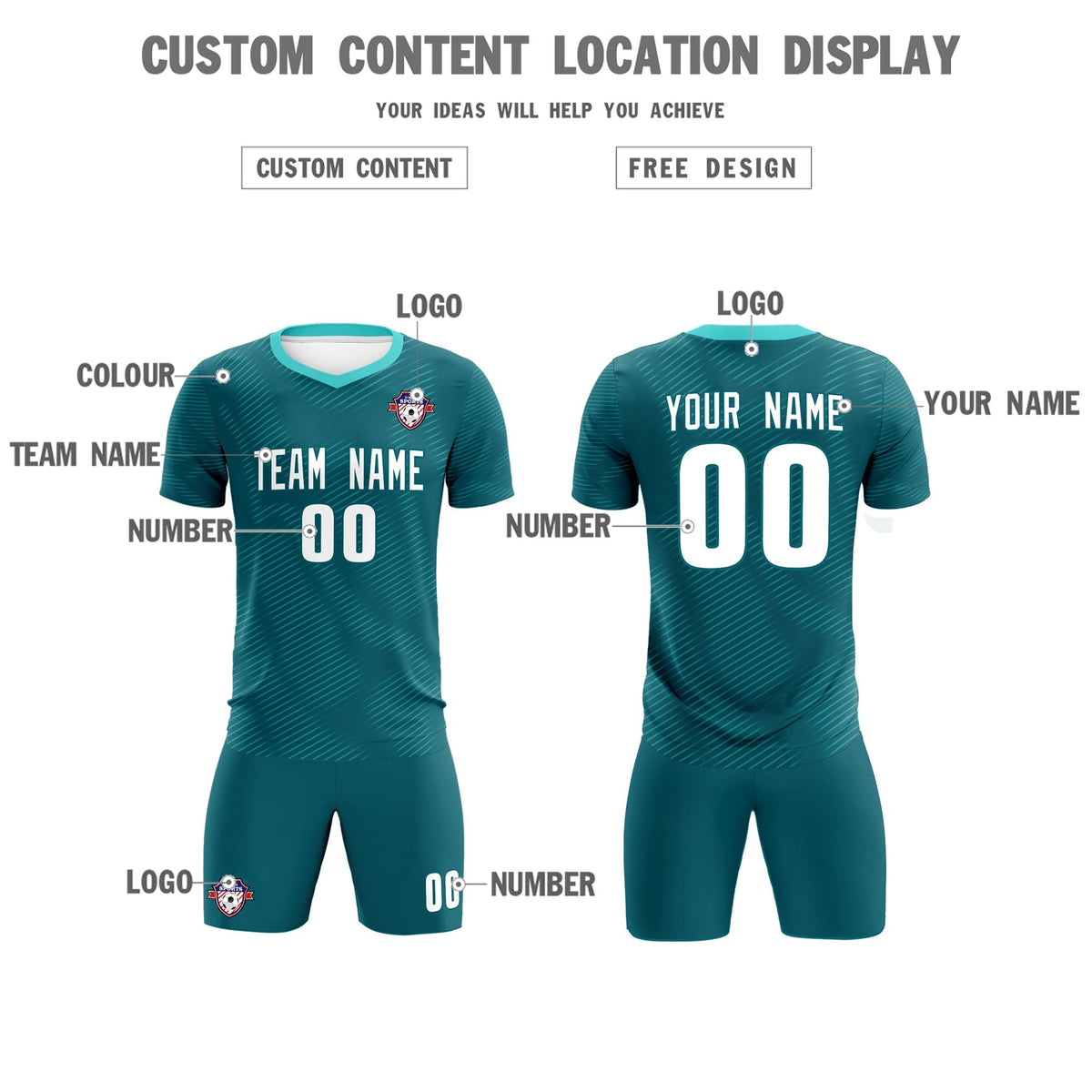 Custom Aqua Aqua Training Uniform For Men Football Sets Jersey