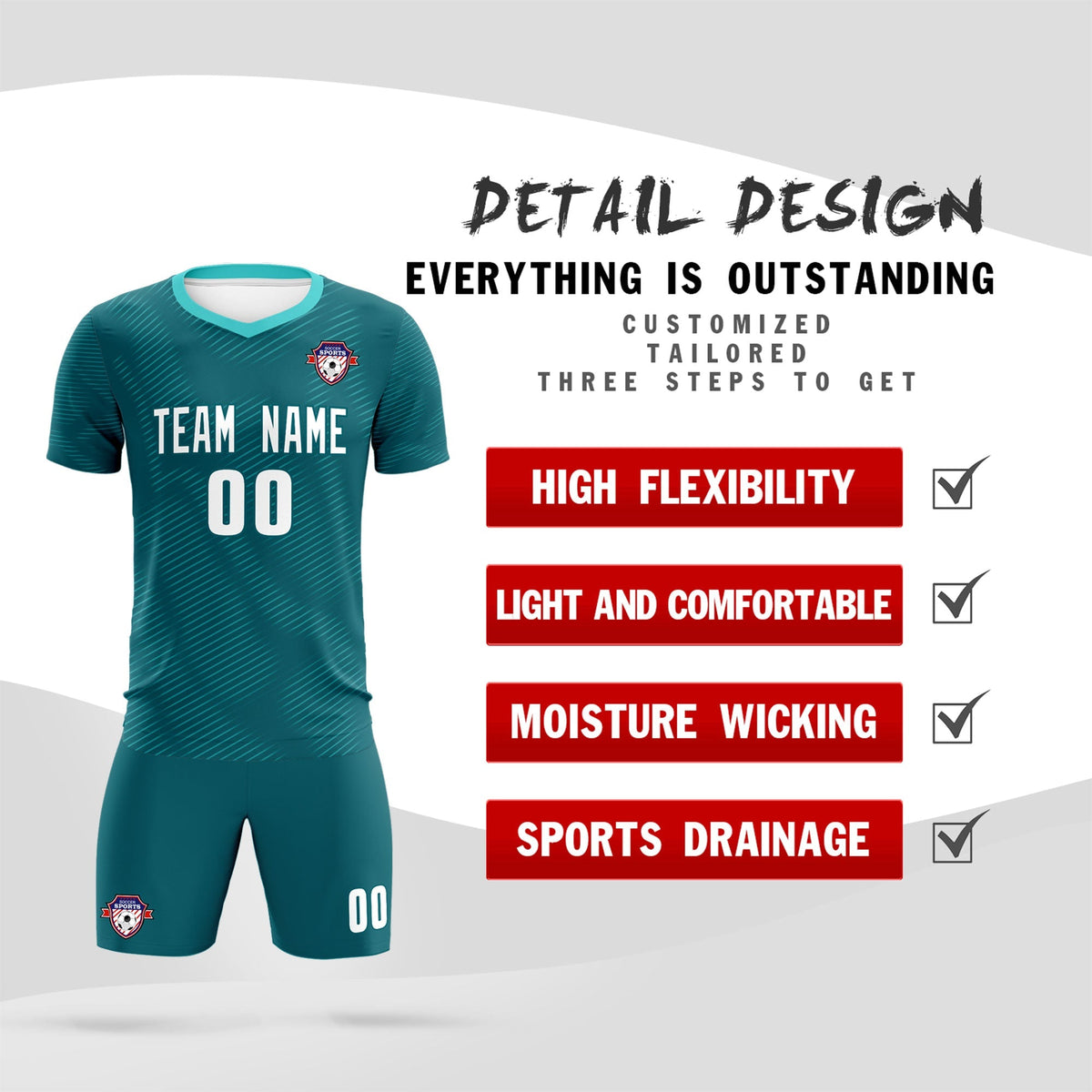 Custom Aqua Aqua Training Uniform For Men Football Sets Jersey