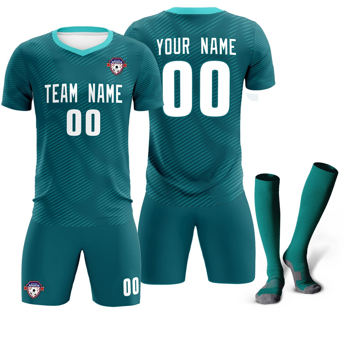 Custom Aqua Aqua Training Uniform For Men Football Sets Jersey