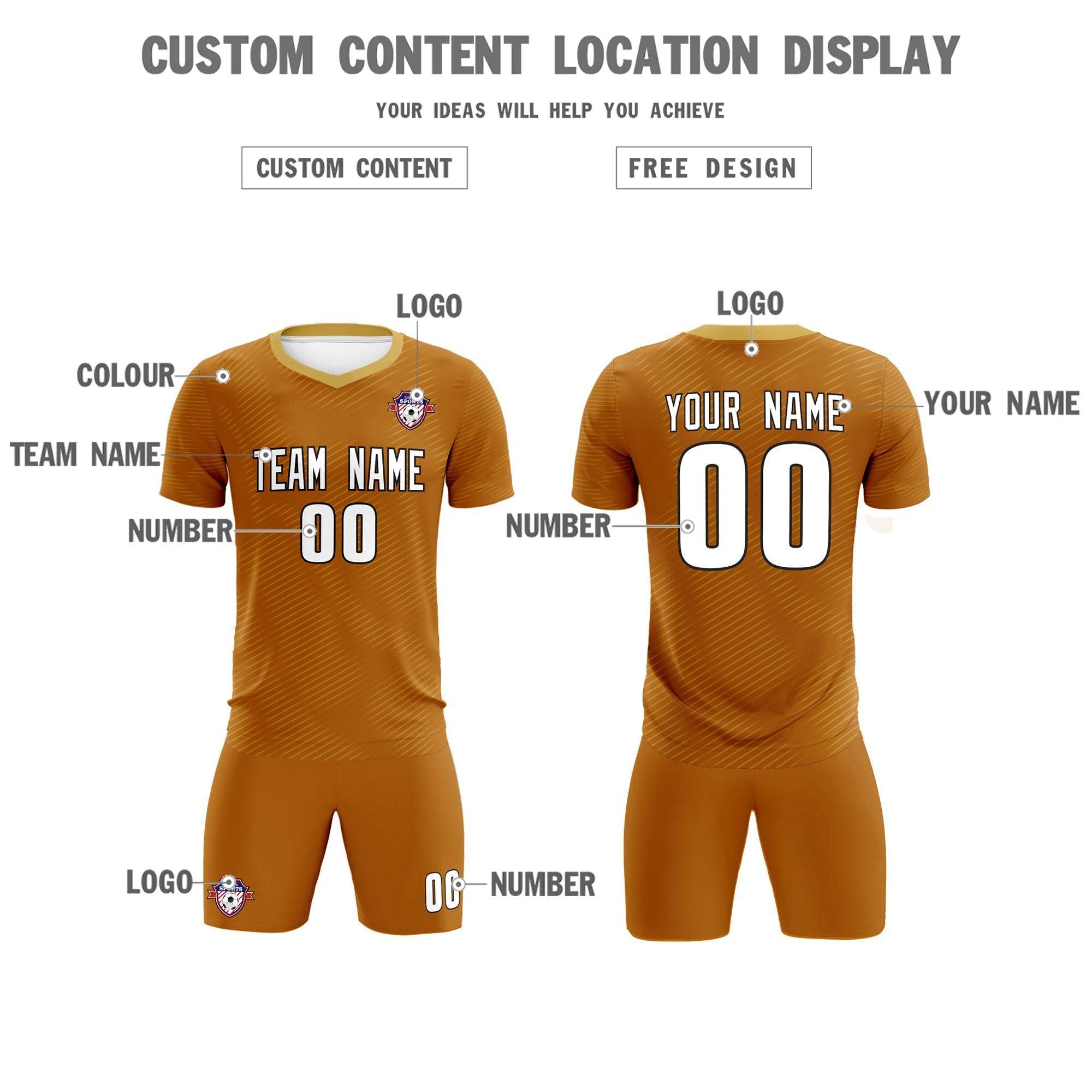 Custom Light Brown Khaki Training Uniform For Men Football Sets Jersey