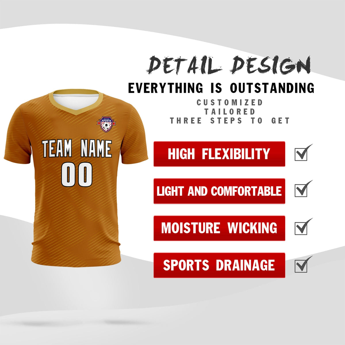 Custom Light Brown Khaki Training Uniform For Men Football Sets Jersey