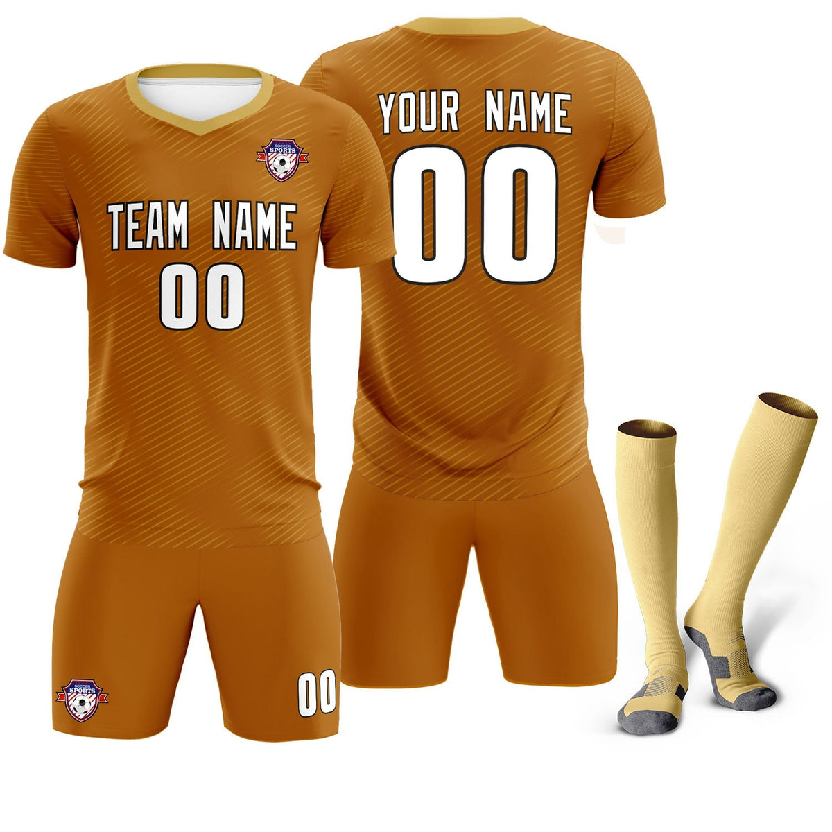 Custom Light Brown Khaki Training Uniform For Men Football Sets Jersey