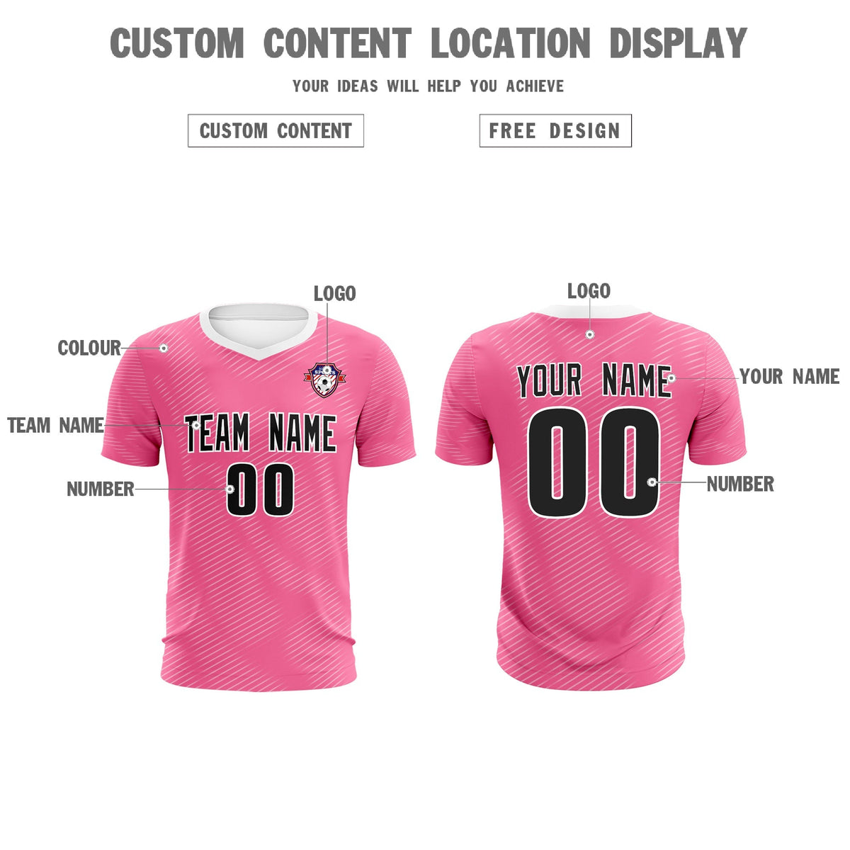 Custom Pink White Training Uniform For Men Football Sets Jersey