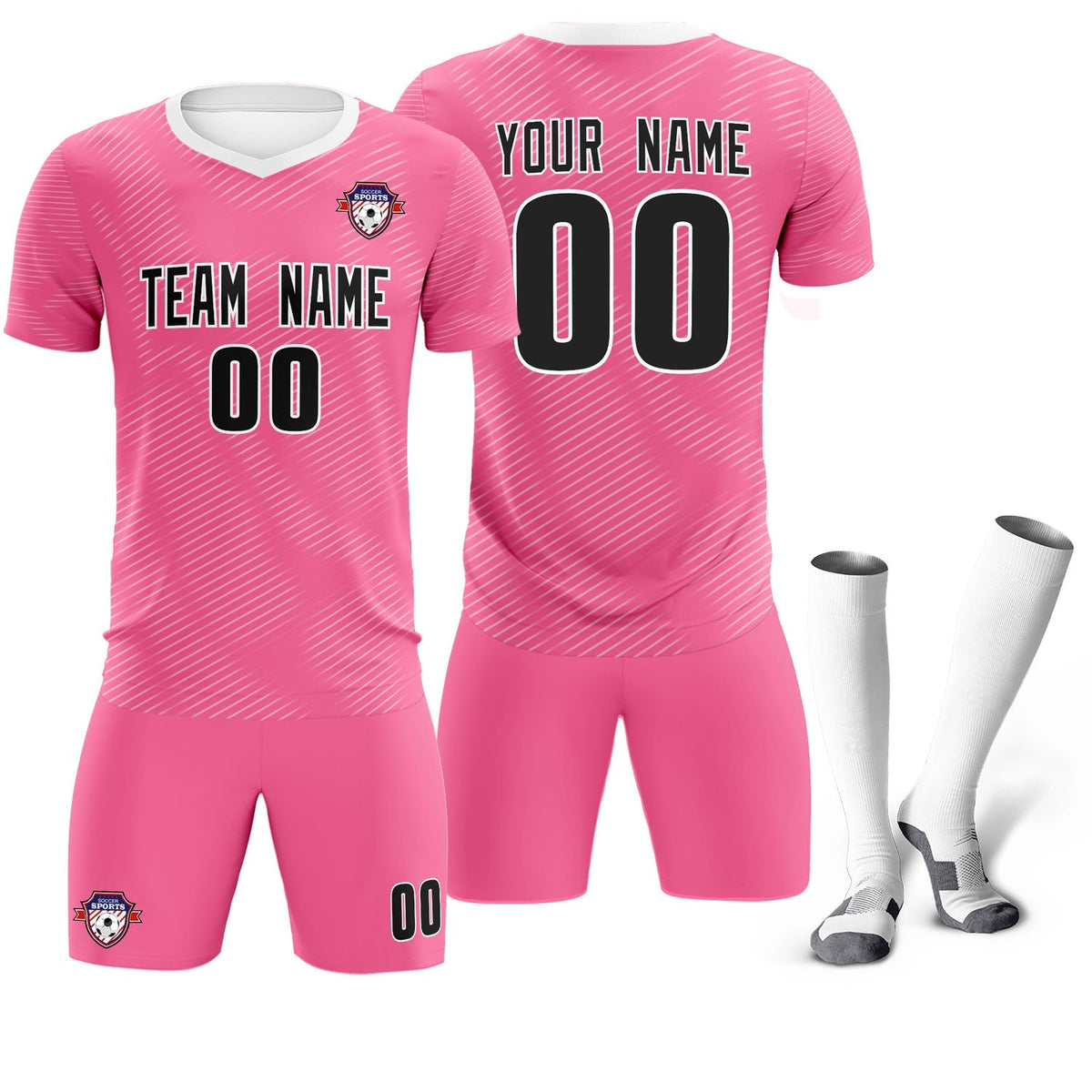 Custom Pink White Training Uniform For Men Football Sets Jersey