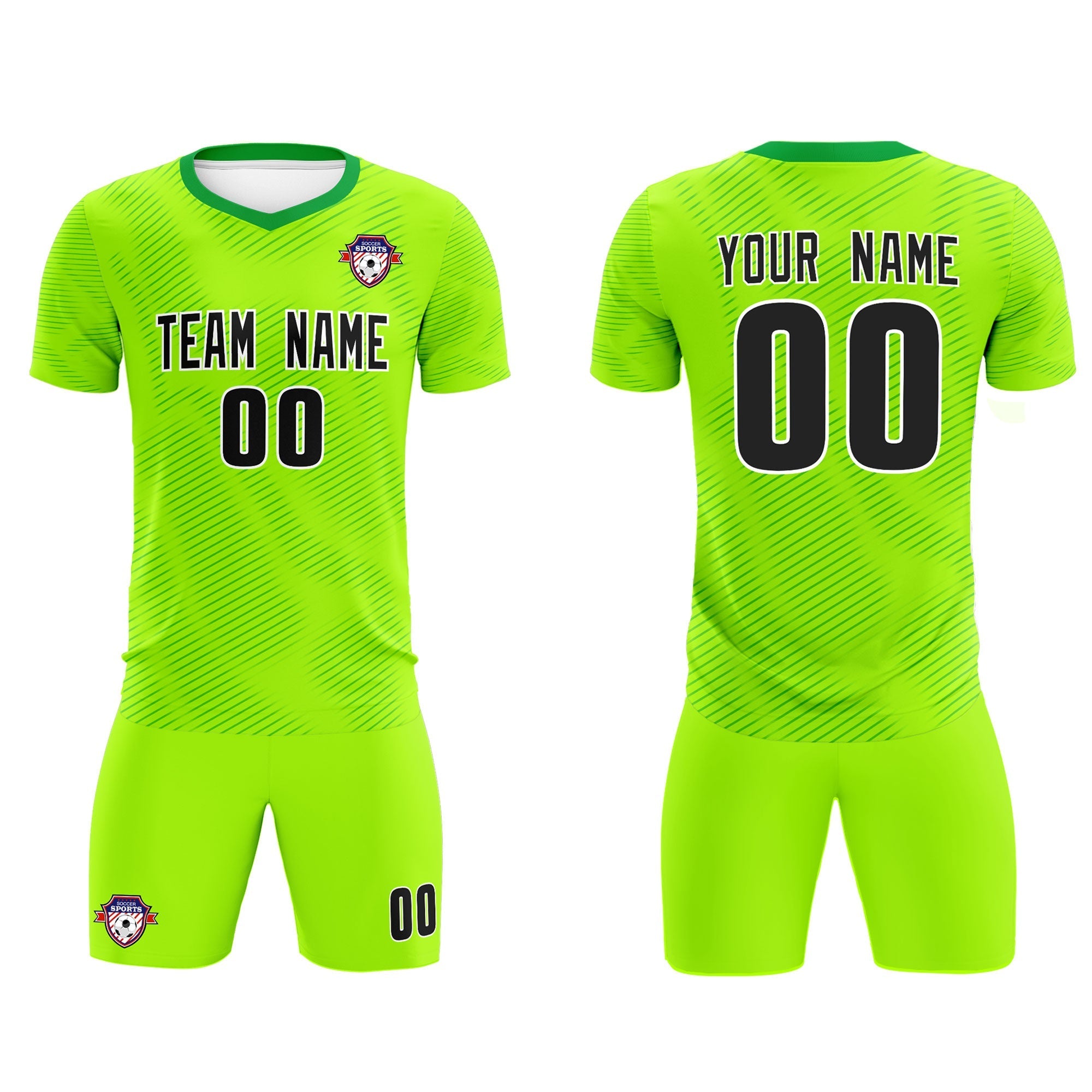 Custom Neon Green Kelly Green Training Uniform For Men Football Sets Jersey