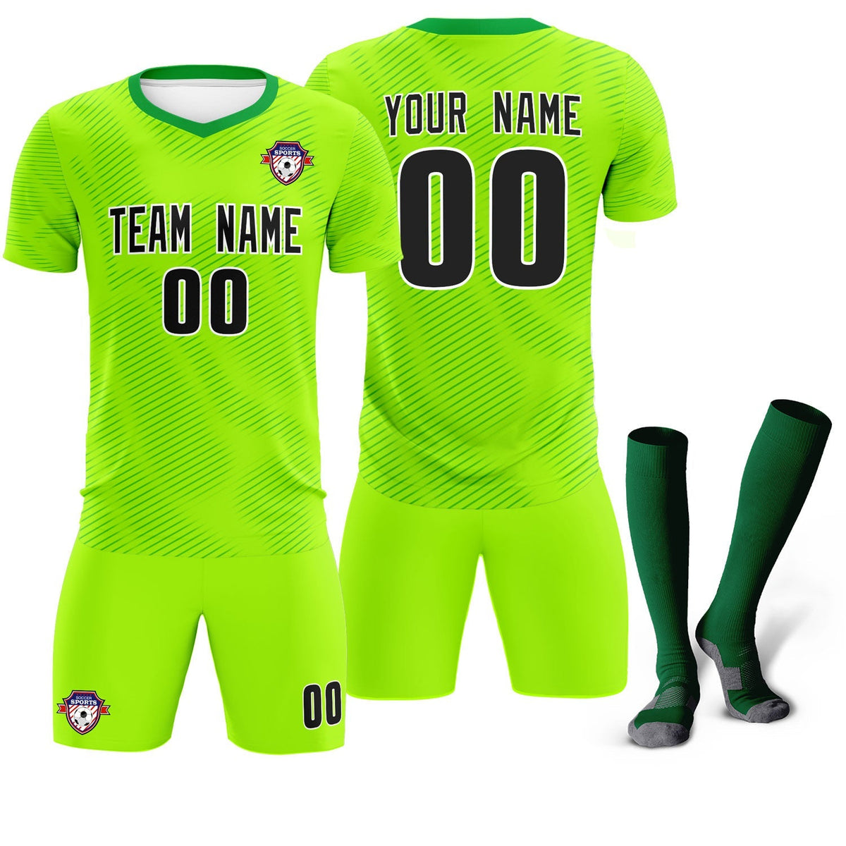 Custom Neon Green Kelly Green Training Uniform For Men Football Sets Jersey