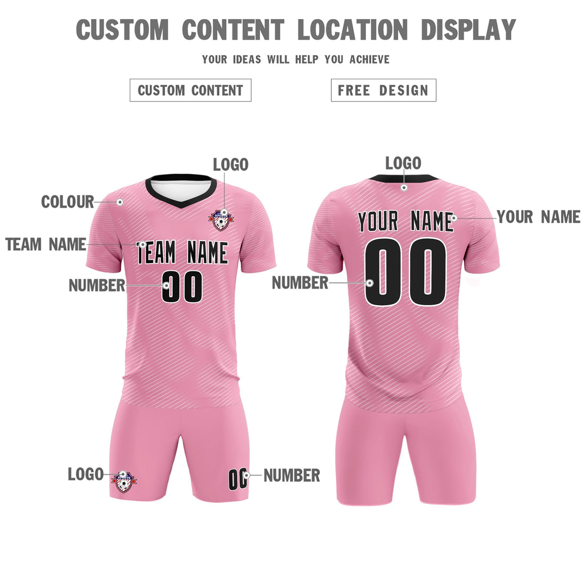 Custom Light Pink White Training Uniform For Men Football Sets Jersey