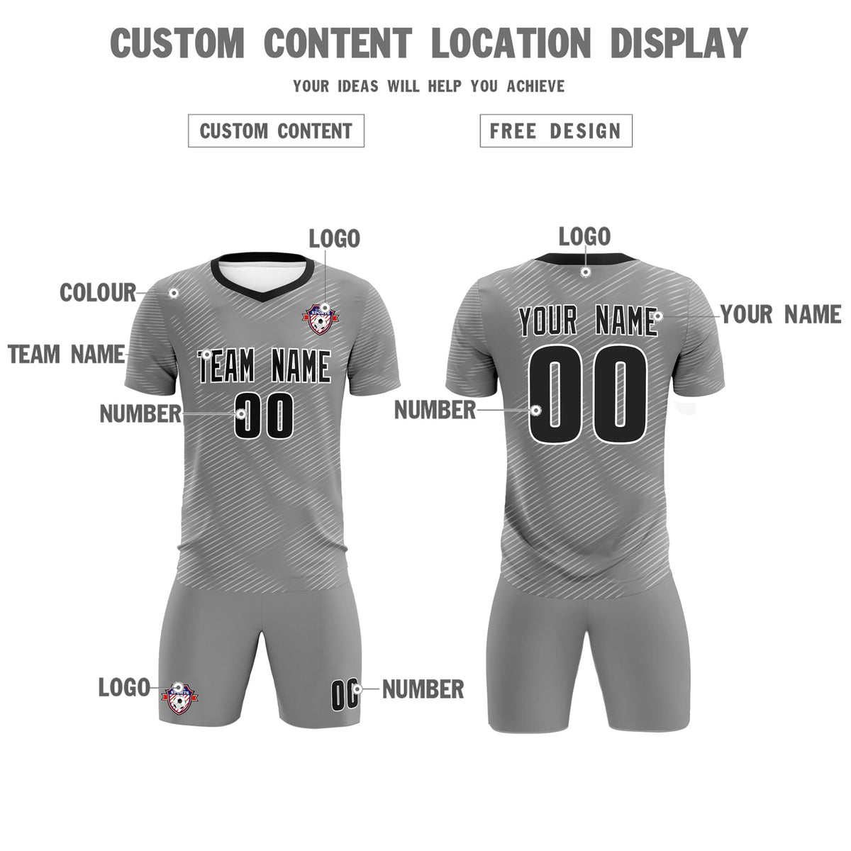 Custom Dark Gray White Training Uniform For Men Football Sets Jersey