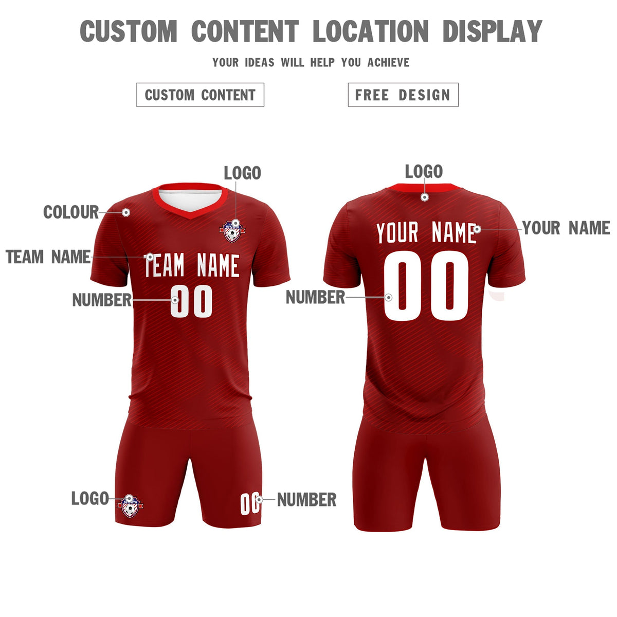 Custom Crimson Red Training Uniform For Men Football Sets Jersey