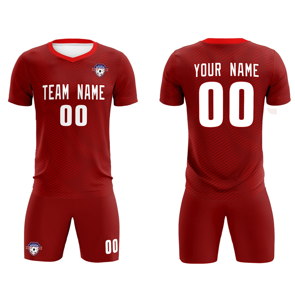 Custom Crimson Red Training Uniform For Men Football Sets Jersey