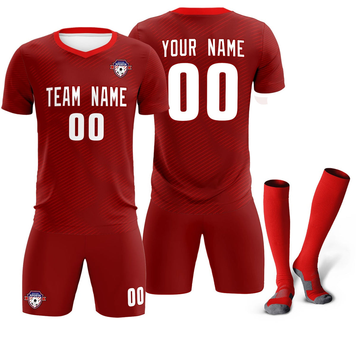 Custom Crimson Red Training Uniform For Men Football Sets Jersey