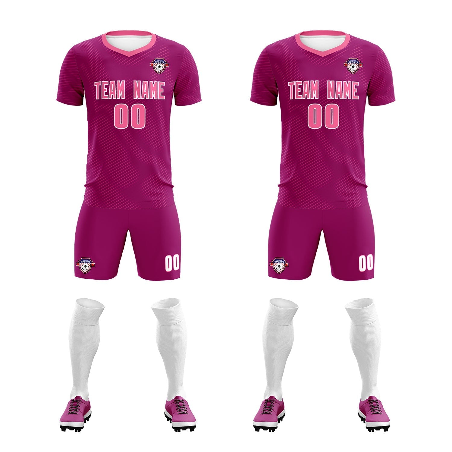 Custom Rose Red Pink Training Uniform For Men Football Sets Jersey