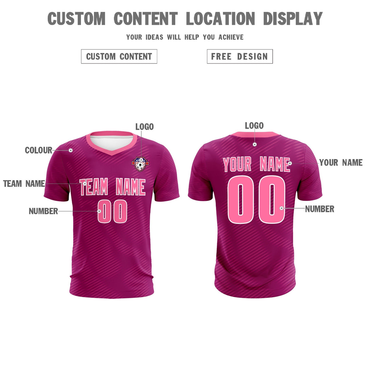 Custom Rose Red Pink Training Uniform For Men Football Sets Jersey