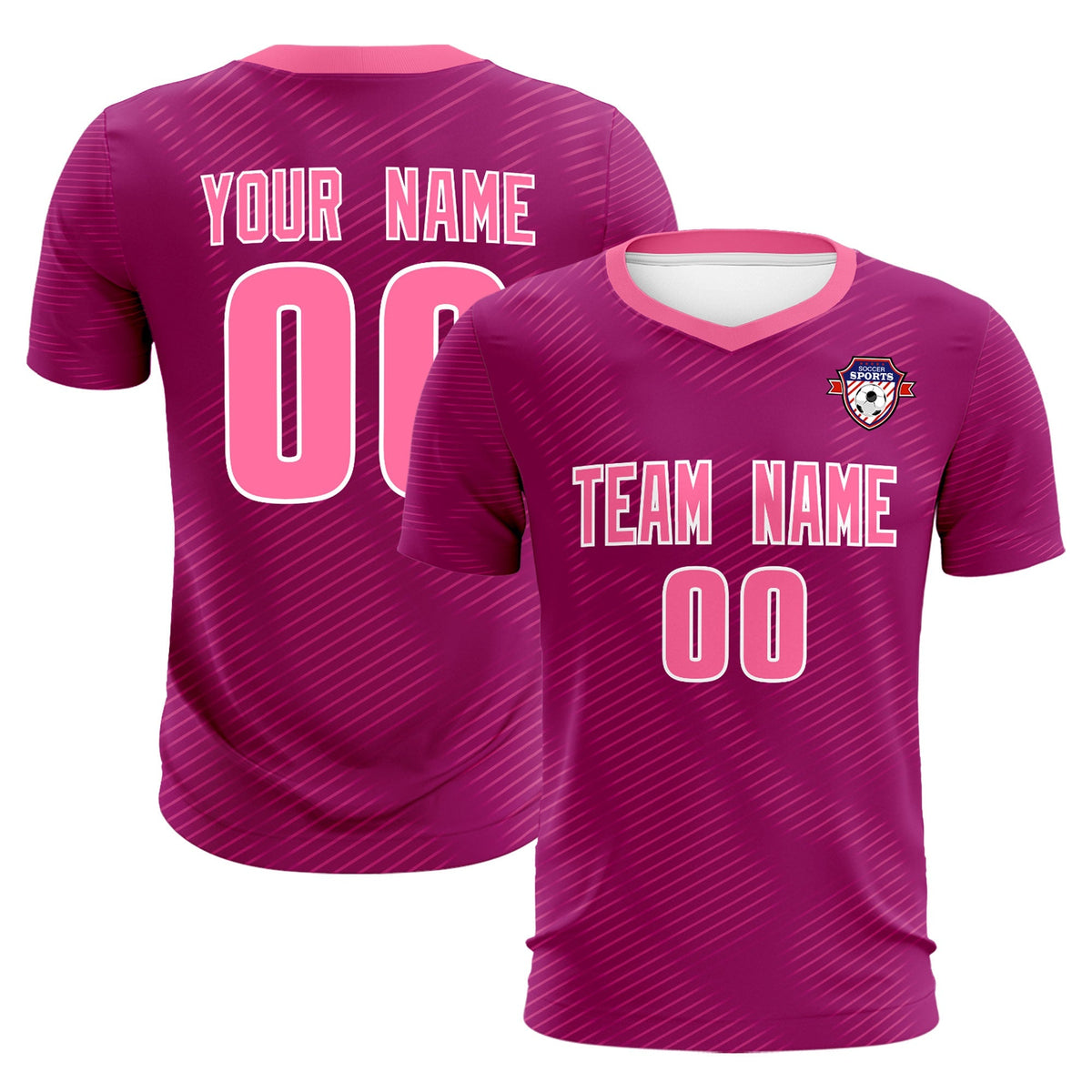 Custom Rose Red Pink Training Uniform For Men Football Sets Jersey