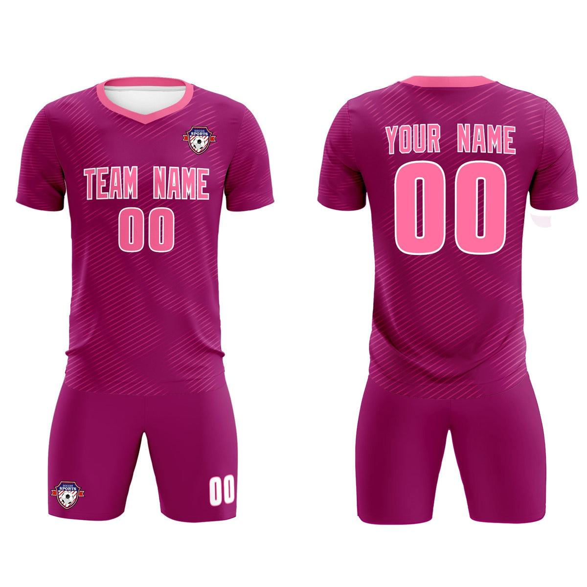 Custom Rose Red Pink Training Uniform For Men Football Sets Jersey
