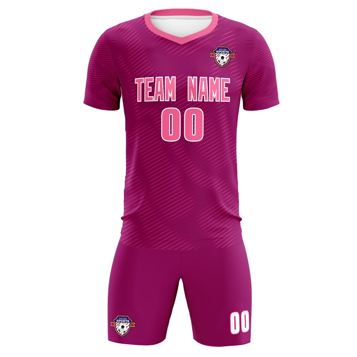 Custom Rose Red Pink Training Uniform For Men Football Sets Jersey