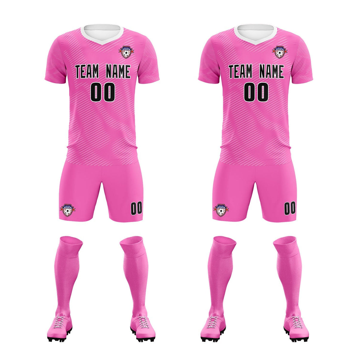 Custom Pink White Training Uniform For Men Football Sets Jersey