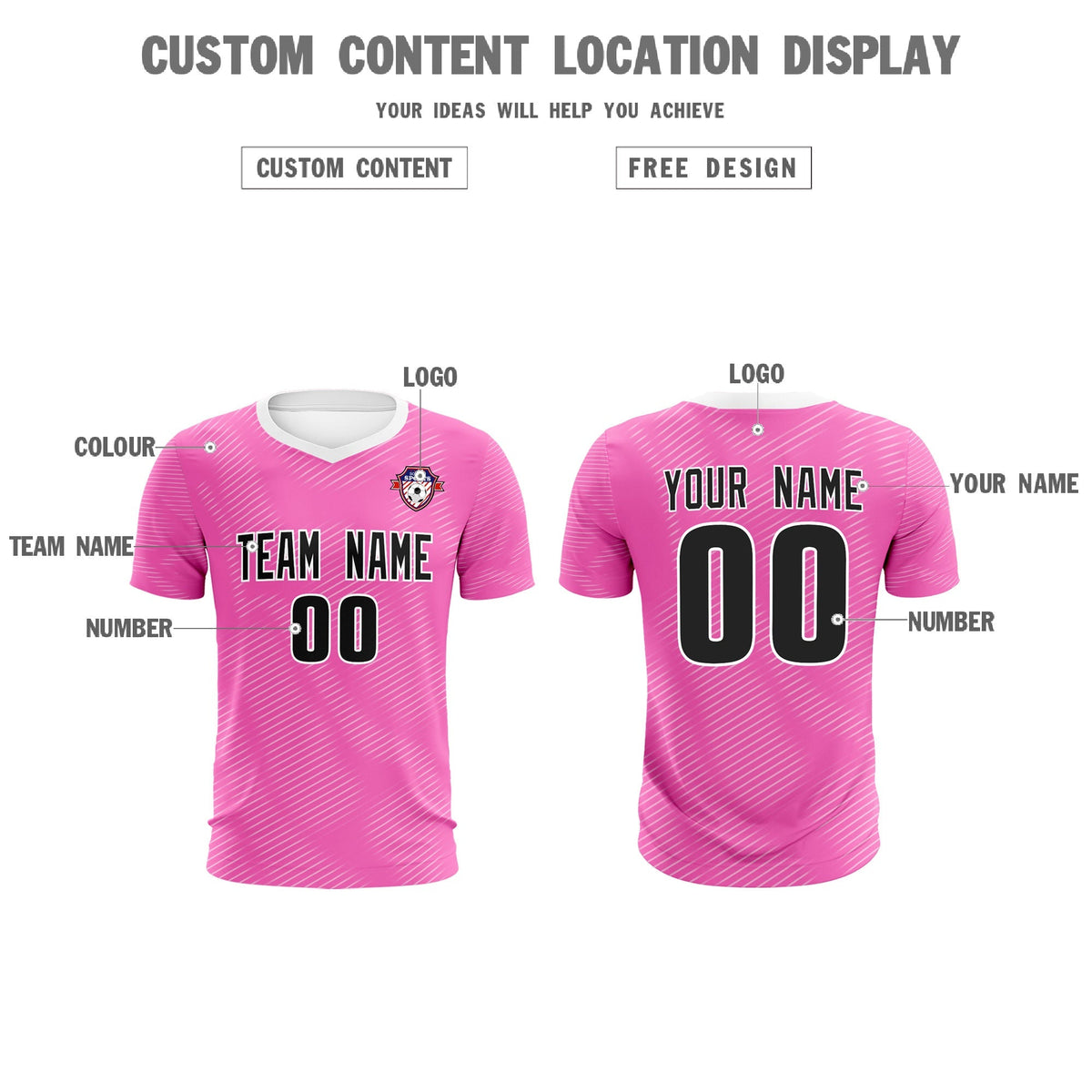 Custom Pink White Training Uniform For Men Football Sets Jersey