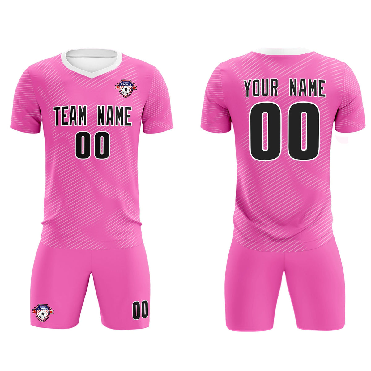 Custom Pink White Training Uniform For Men Football Sets Jersey