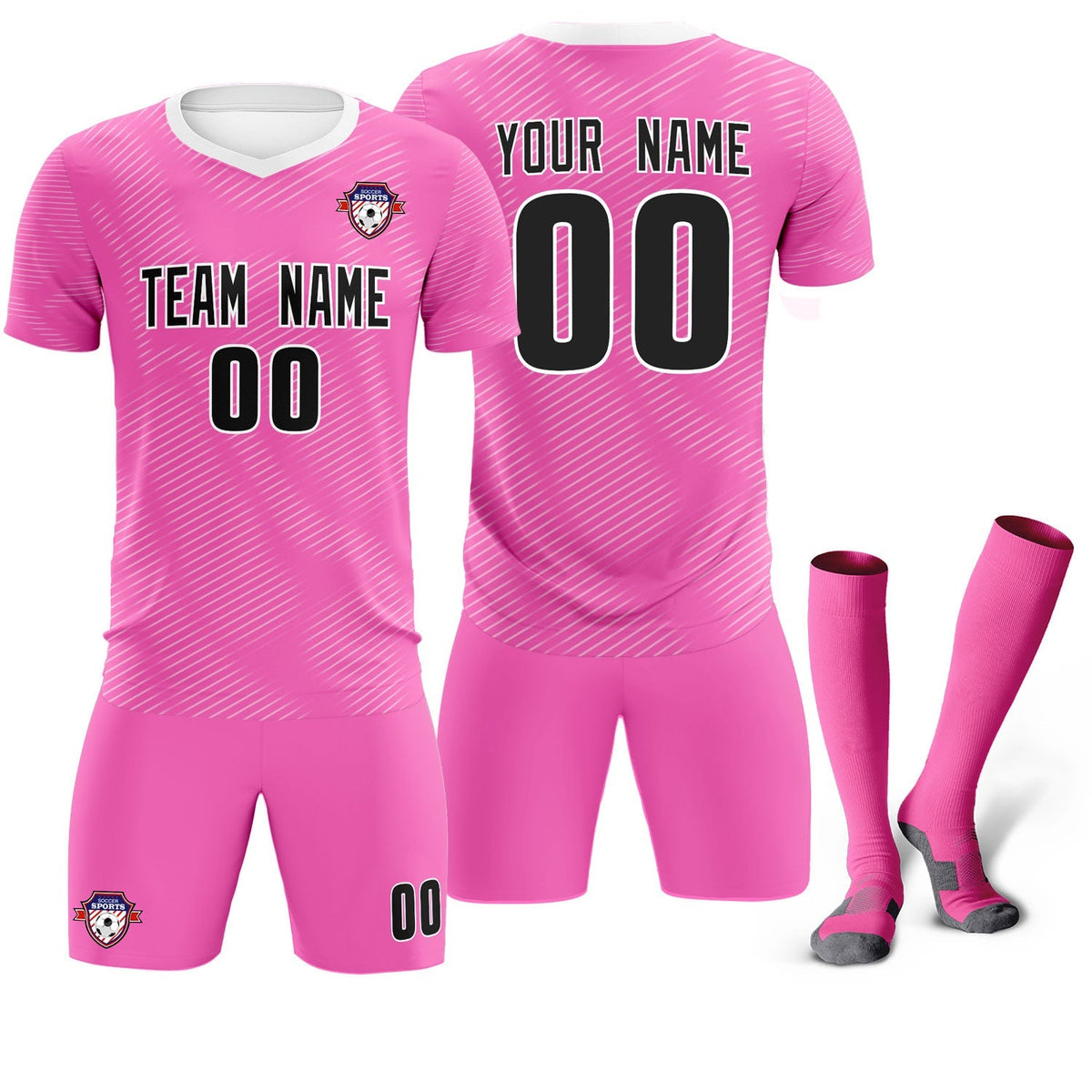 Custom Pink White Training Uniform For Men Football Sets Jersey
