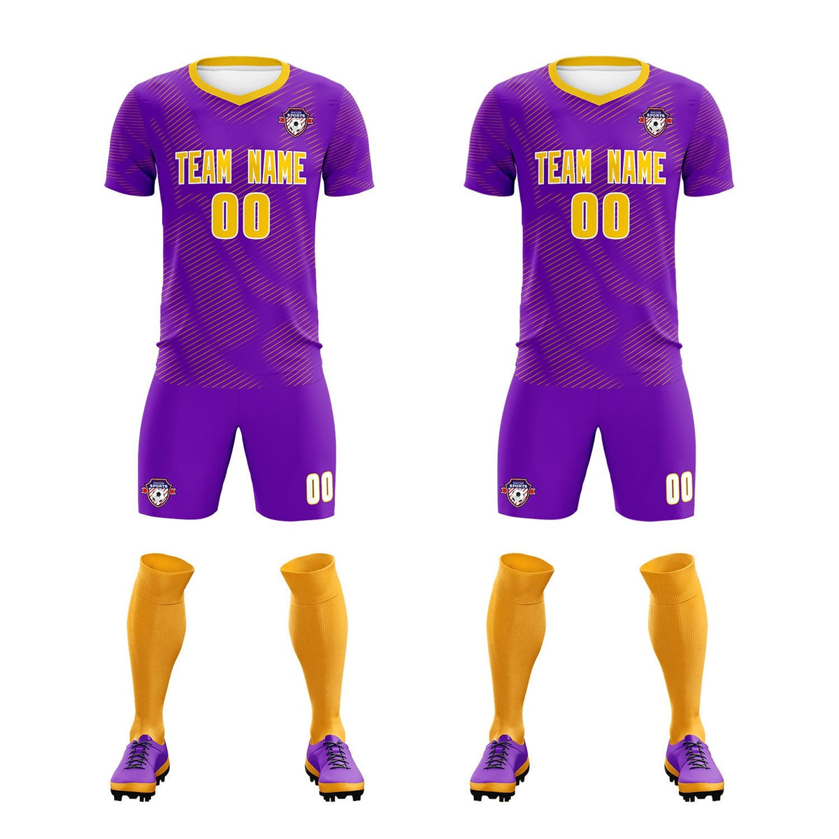Custom Purple Gold Training Uniform For Men Football Sets Jersey