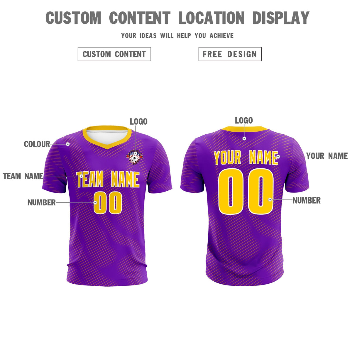 Custom Purple Gold Training Uniform For Men Football Sets Jersey