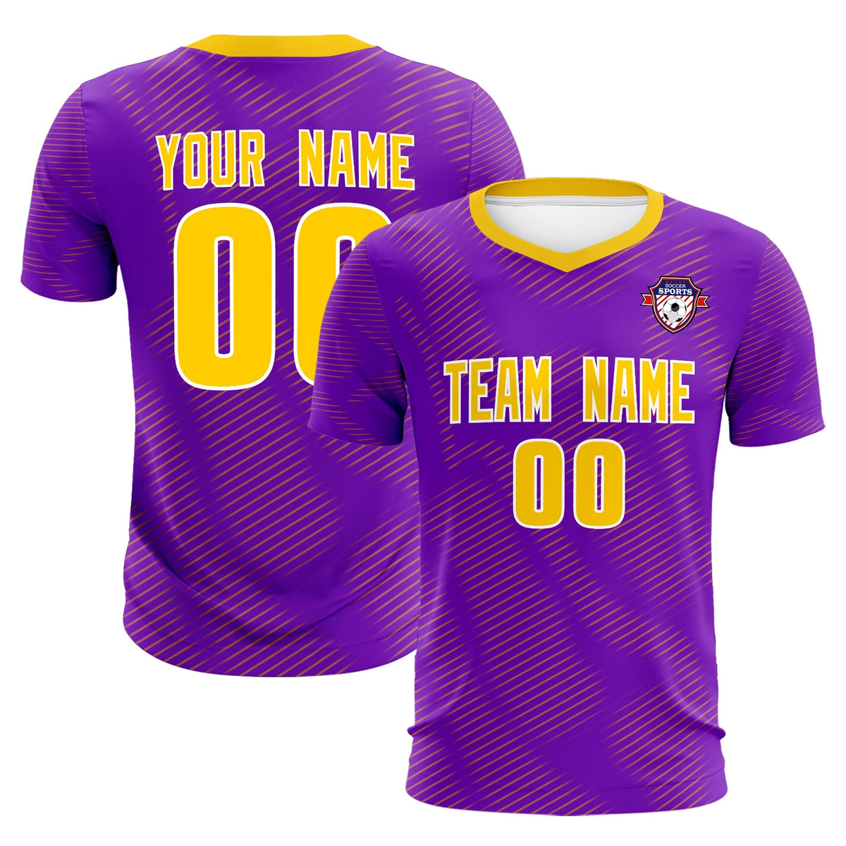 Custom Purple Gold Training Uniform For Men Football Sets Jersey