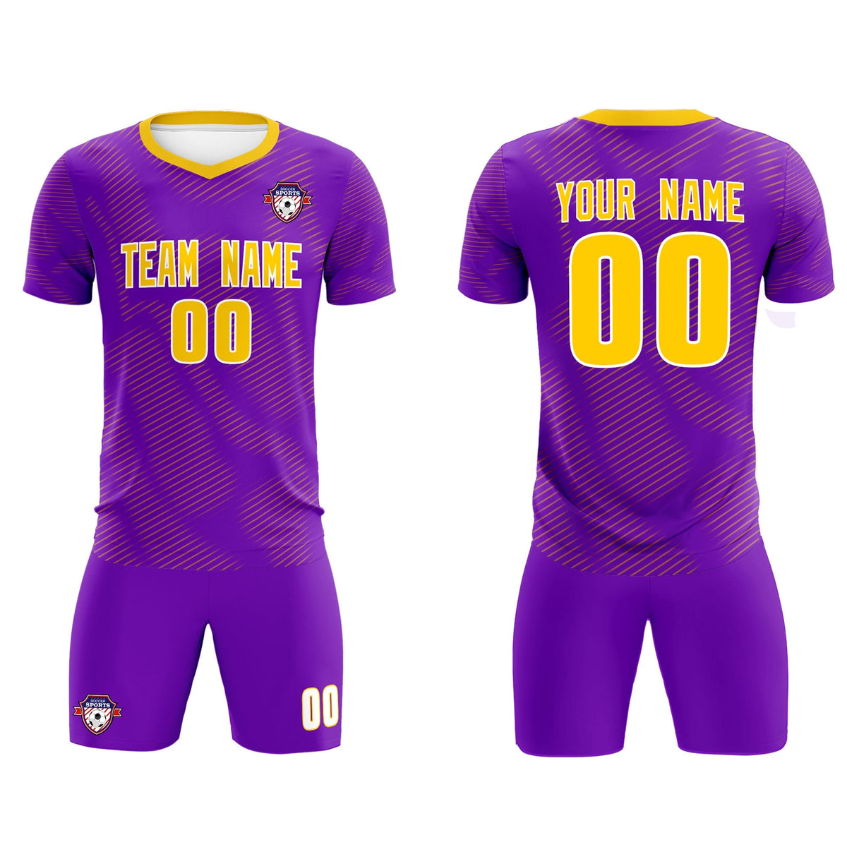 Custom Purple Gold Training Uniform For Men Football Sets Jersey