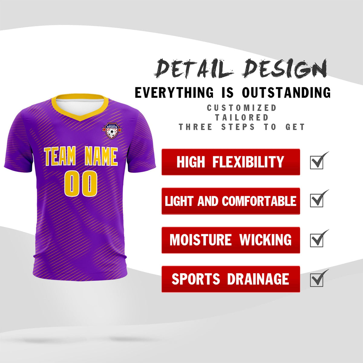 Custom Purple Gold Training Uniform For Men Football Sets Jersey
