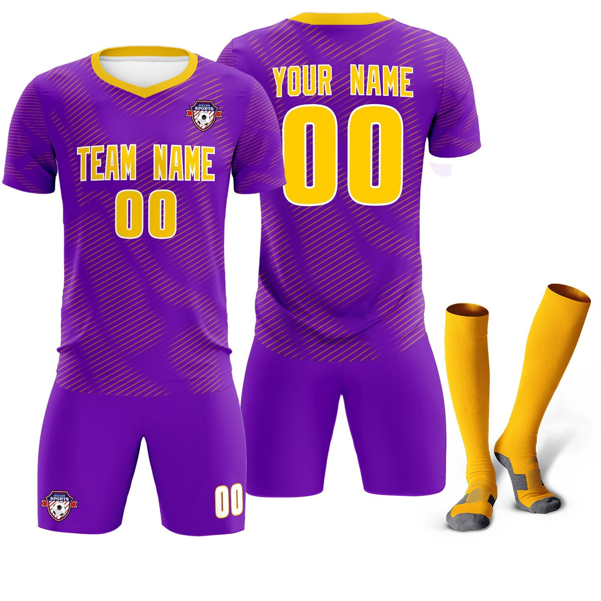 Custom Purple Gold Training Uniform For Men Football Sets Jersey