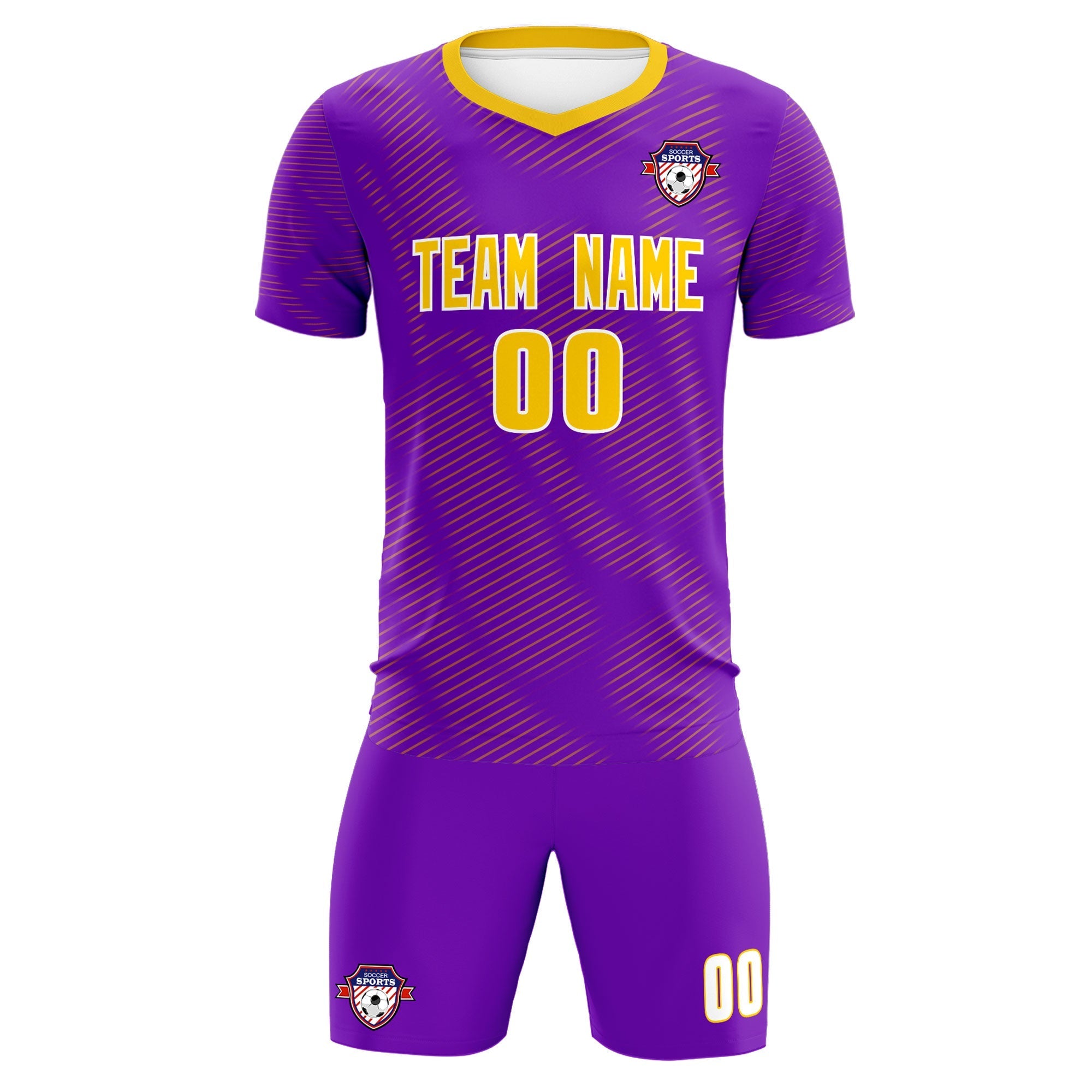 Custom Purple Gold Training Uniform For Men Football Sets Jersey