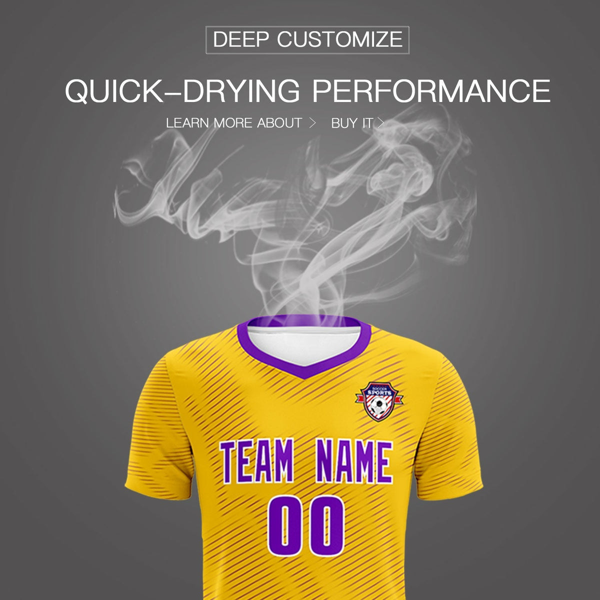 Custom Gold Purple Training Uniform For Men Football Sets Jersey
