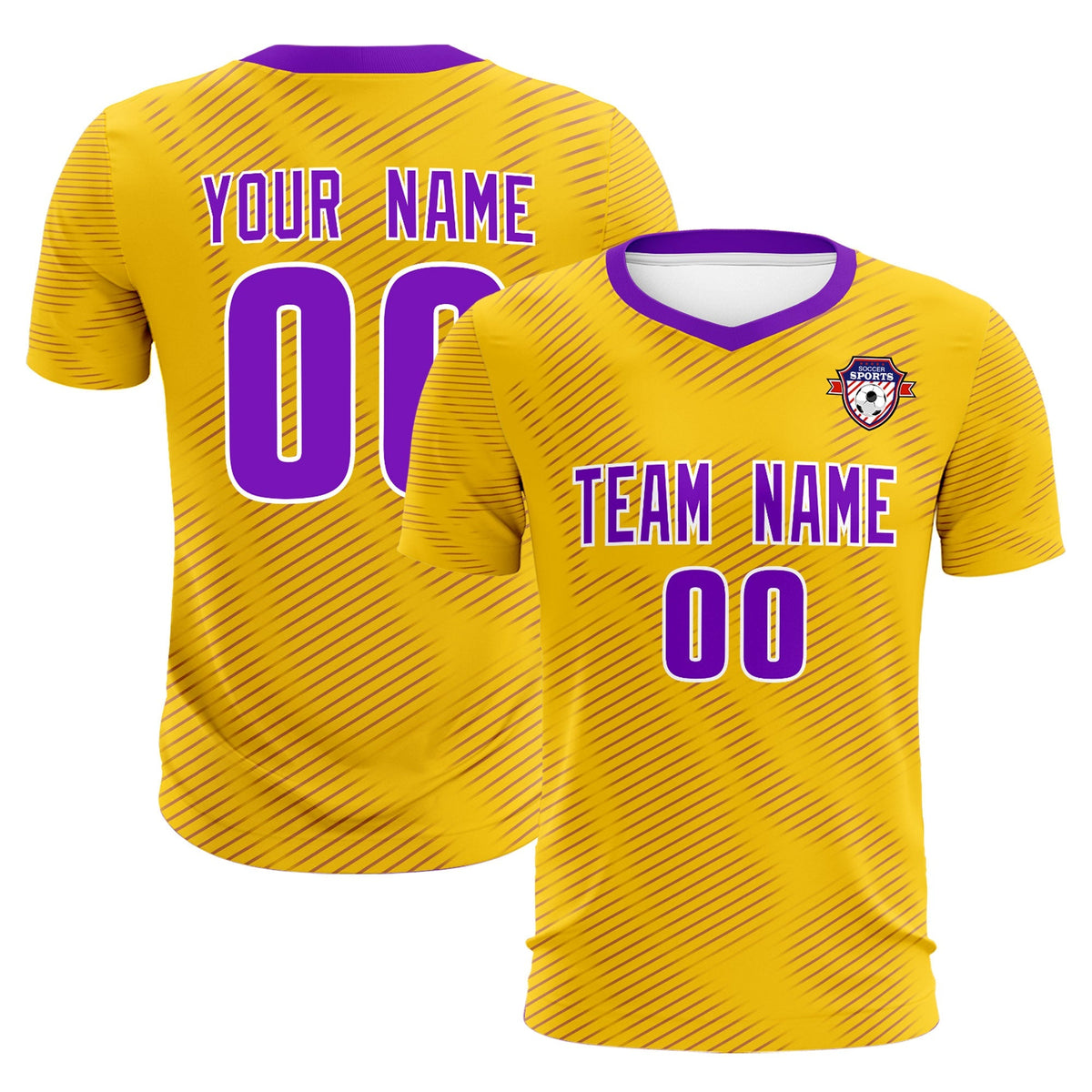 Custom Gold Purple Training Uniform For Men Football Sets Jersey