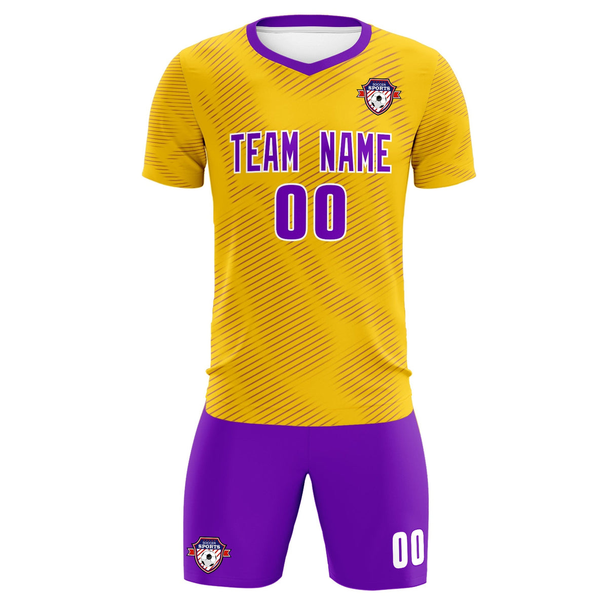 Custom Gold Purple Training Uniform For Men Football Sets Jersey