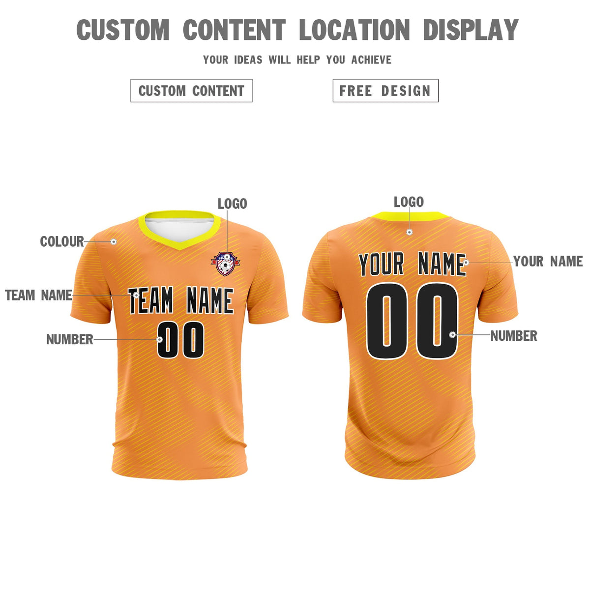 Custom Light Orange Gold Training Uniform For Men Football Sets Jersey