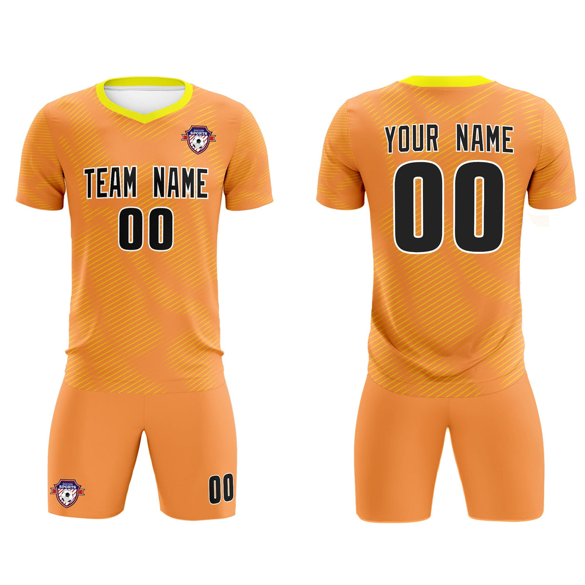 Custom Light Orange Gold Training Uniform For Men Football Sets Jersey