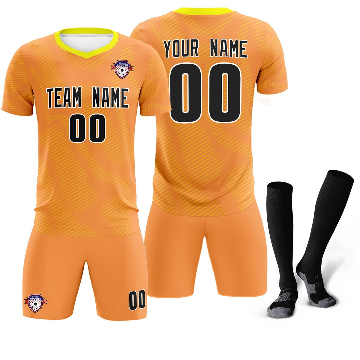 Custom Light Orange Gold Training Uniform For Men Football Sets Jersey