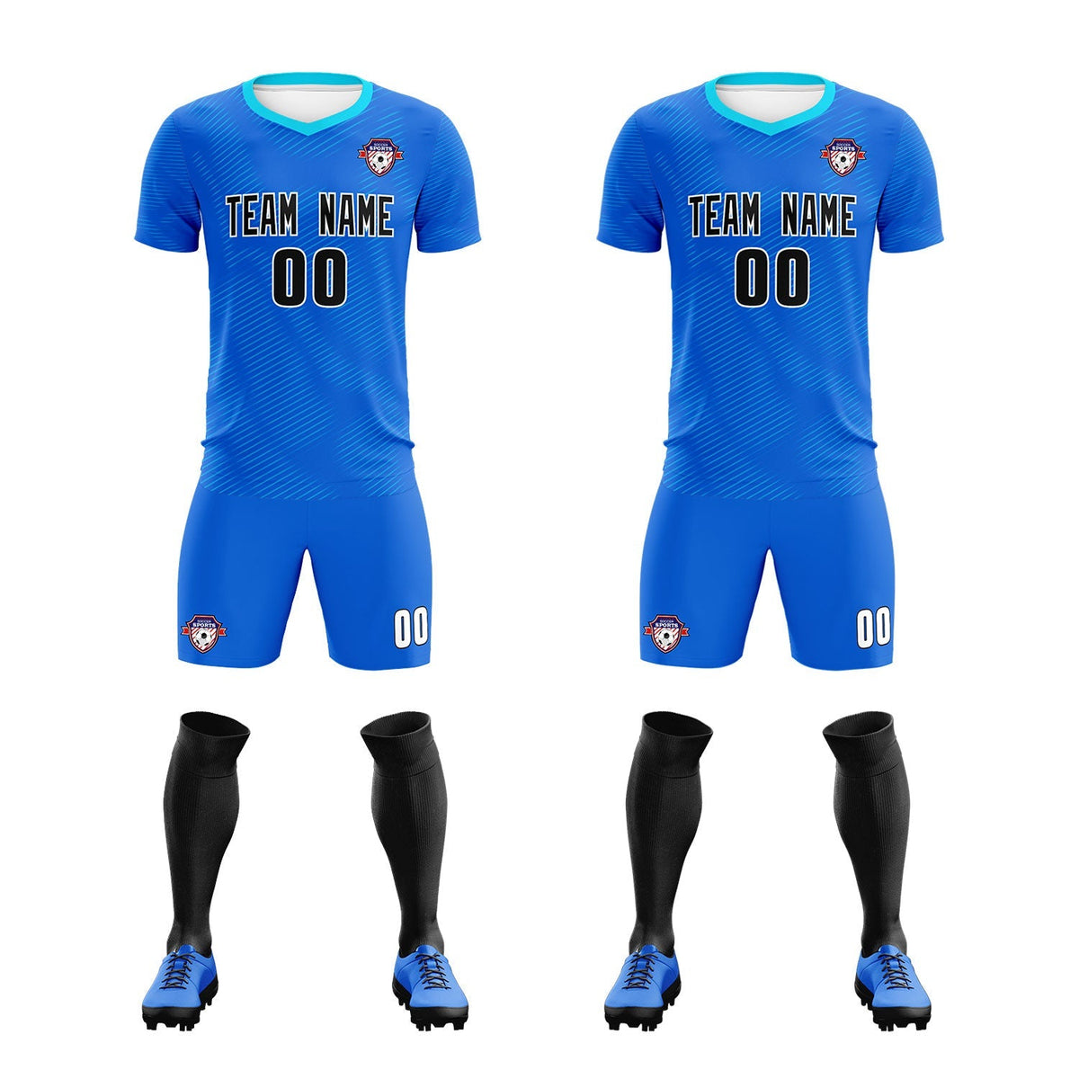 Custom Royal Powder Blue Training Uniform For Men Football Sets Jersey