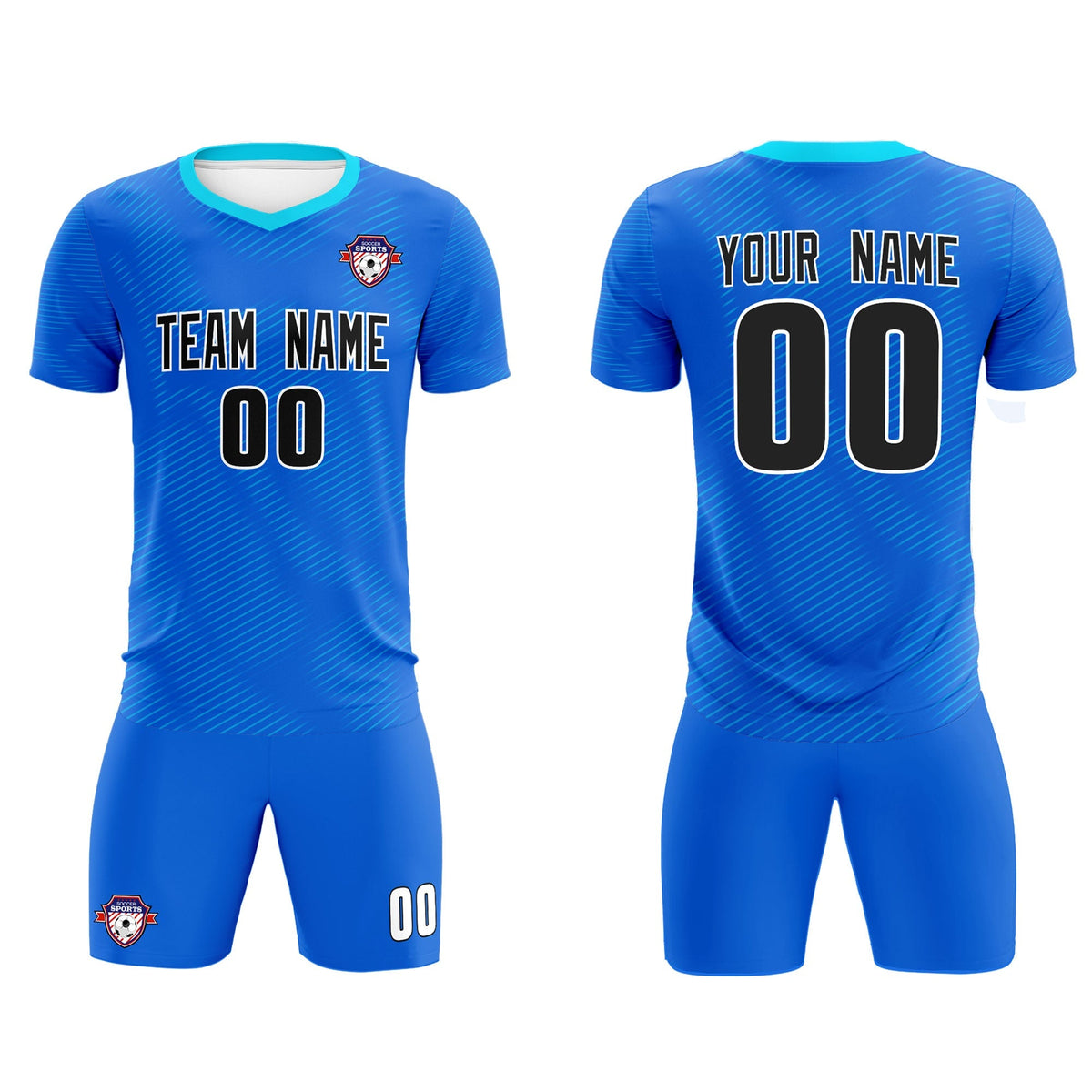 Custom Royal Powder Blue Training Uniform For Men Football Sets Jersey